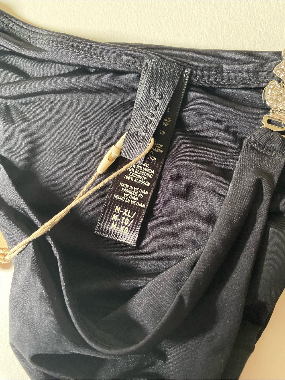 SKIMS Jelly Sheer Crystal Logo Side Thong - Onyx M/XL Rhinestone Straps - NWT - Picture 7 of 12